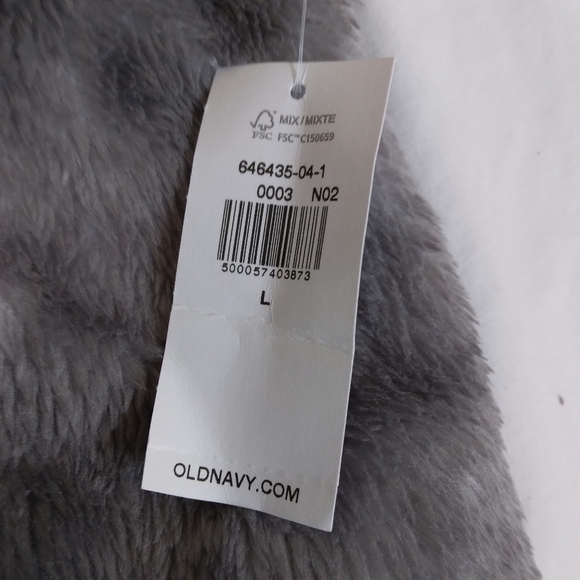 Size Large Old Navy Fluffy Jacket Full Zipper 2 Pockets Grey - Picture 8 of 9
